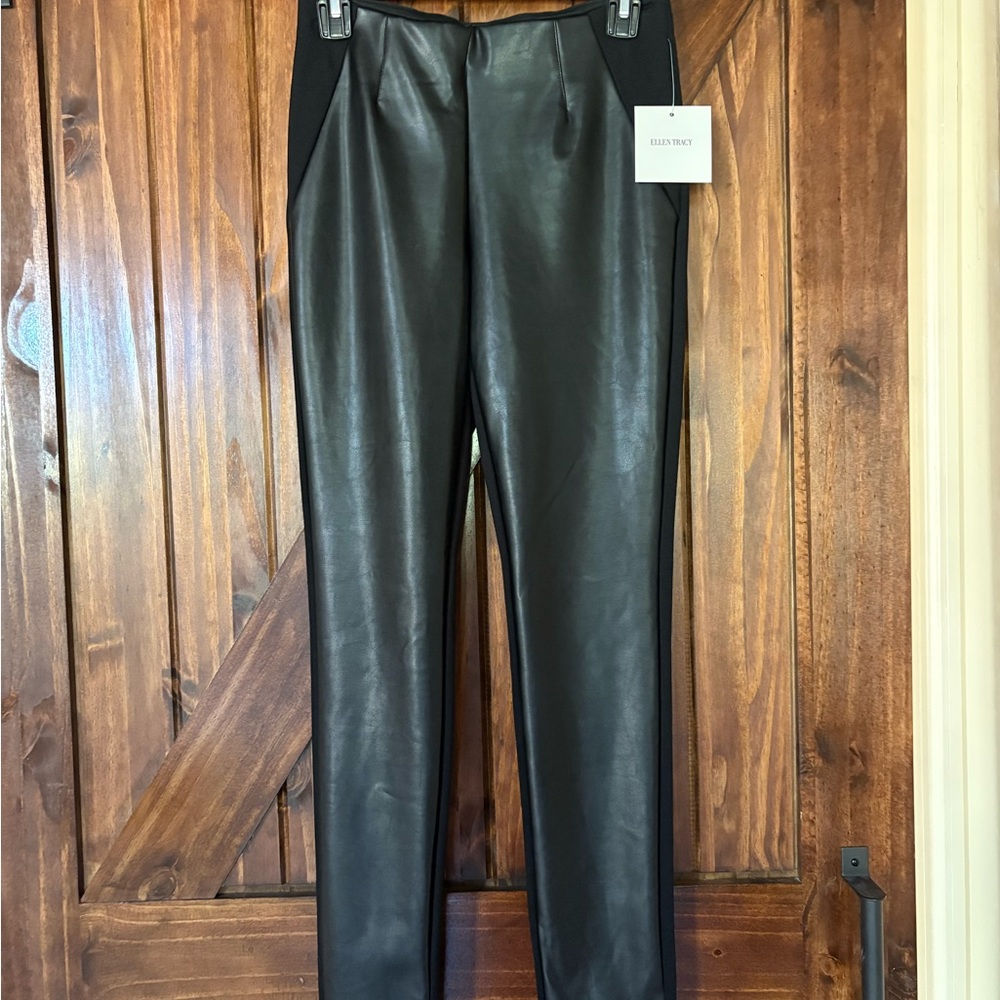 Ellen Tracy Black Faux Leather Pants